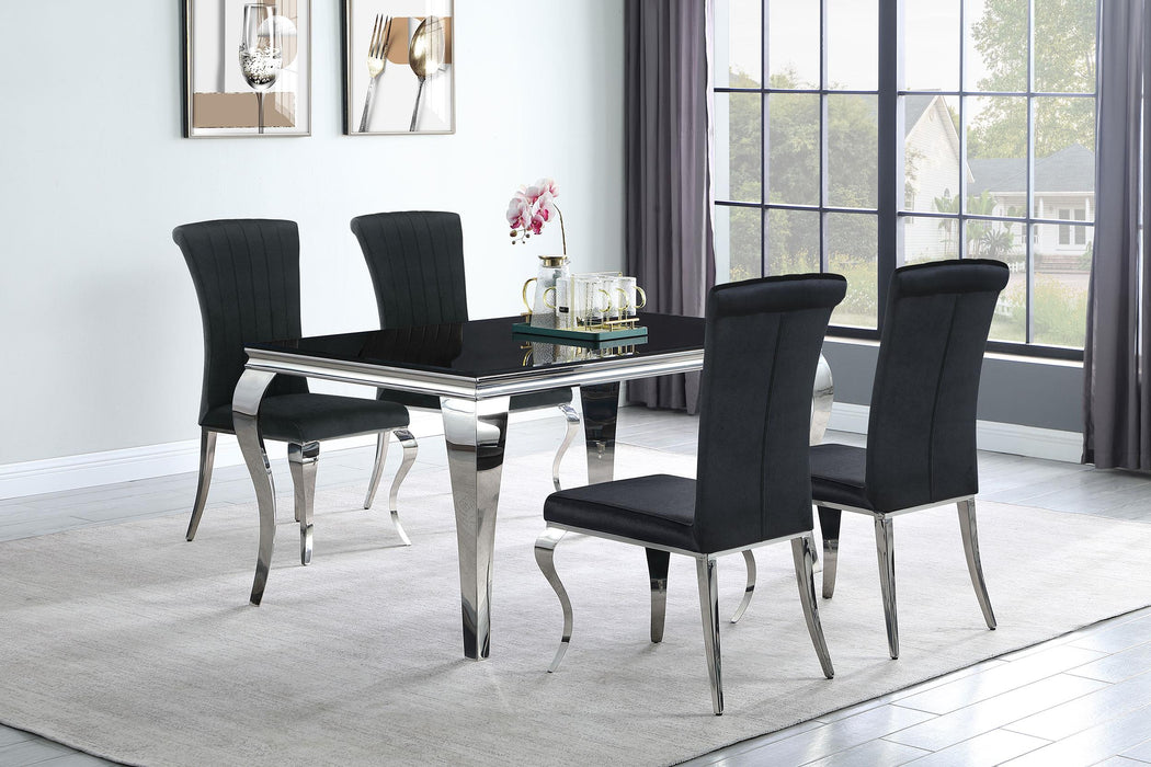 Carone 5-piece 61" Rectangular Dining Set Black and Chrome image