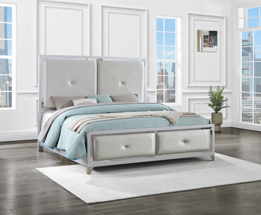 Larue Upholstered Tufted Panel Bed Silver - Home Discount Furniture - NJ-linden