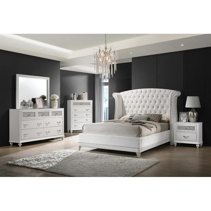 Barzini Upholstered Tufted Bedroom Set White - Home Discount Furniture - NJ-linden