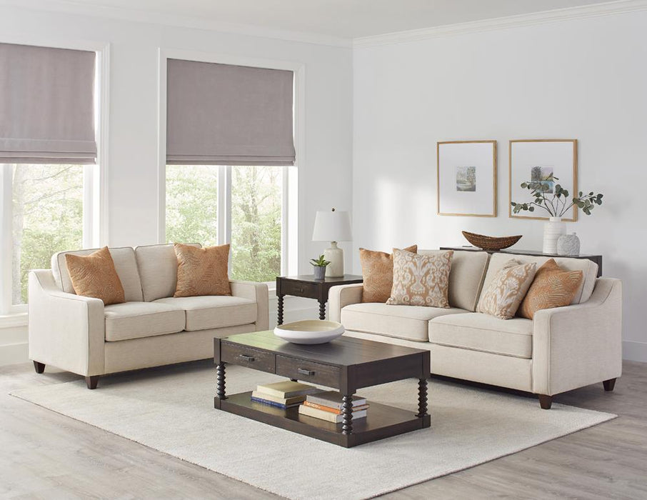 Christine Cushion Back Living Room Set Beige - Home Discount Furniture - NJ-linden