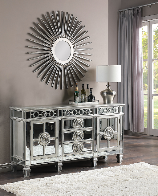 Varian Mirrored & Antique Platinum Server - Home Discount Furniture - NJ-linden