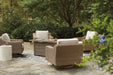 Beachcroft Beachcroft Fire Pit Table with Four Nuvella Swivel Lounge Chairs - Home Discount Furniture - NJ-linden