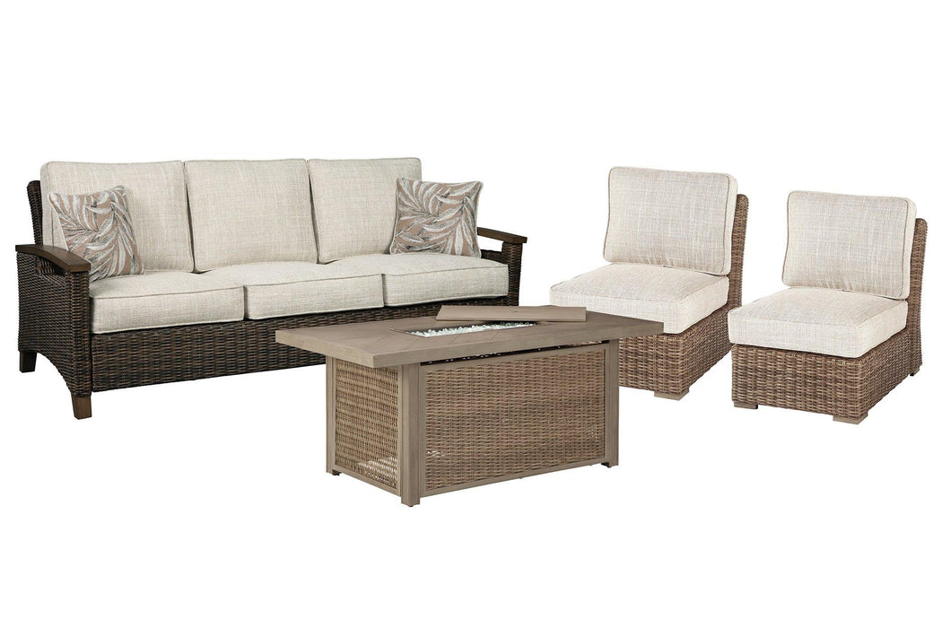 Beachcroft Outdoor Sofa, Lounge Chairs and Fire Pit - Home Discount Furniture - NJ-linden