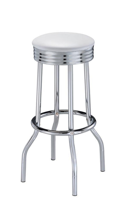 Theodore Upholstered Top Bar Stools White and Chrome (Set of 2) - Home Discount Furniture - NJ-linden