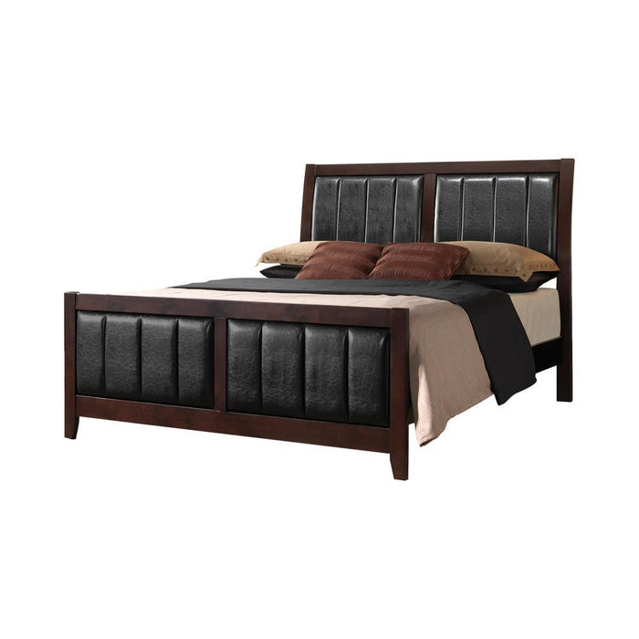 Carlton California King Upholstered Bed Cappuccino and Black - Home Discount Furniture - NJ-linden