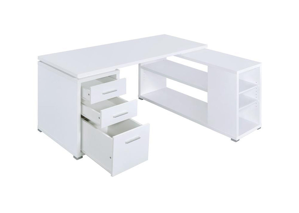 Yvette L-shape Office Desk White - Home Discount Furniture - NJ-linden