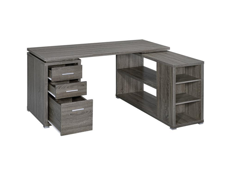 Yvette L-shape Office Desk Weathered Grey - Home Discount Furniture - NJ-linden