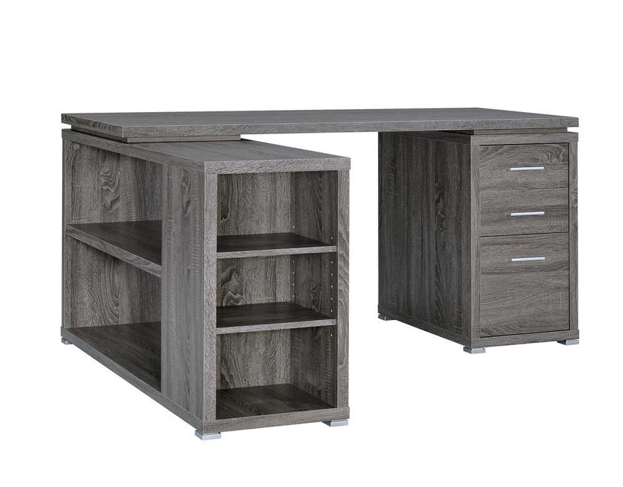 Yvette L-shape Office Desk Weathered Grey - Home Discount Furniture - NJ-linden