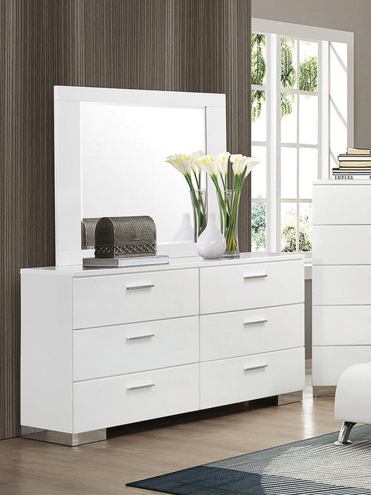 Felicity Rectangle Dresser Mirror Glossy White - Home Discount Furniture - NJ-linden