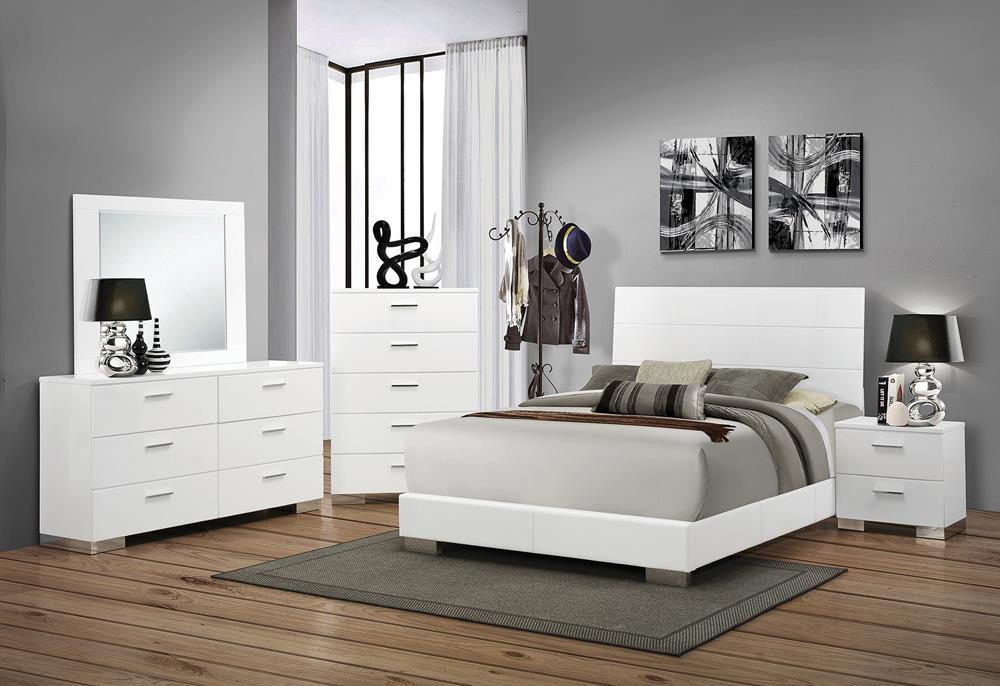 Felicity Rectangle Dresser Mirror Glossy White - Home Discount Furniture - NJ-linden