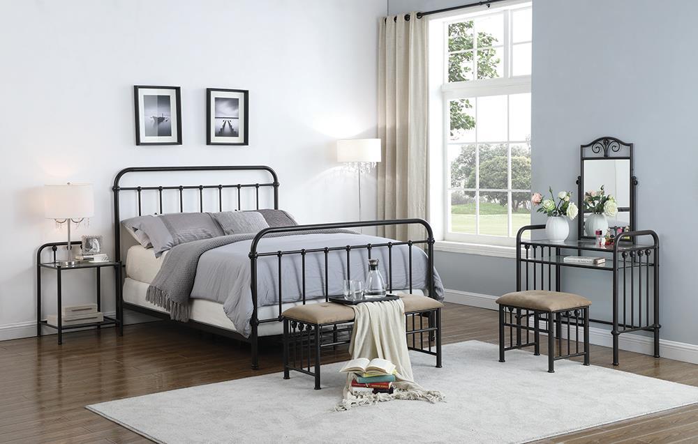 Livingston Eastern King Panel Metal Bed Dark Bronze - Home Discount Furniture - NJ-linden