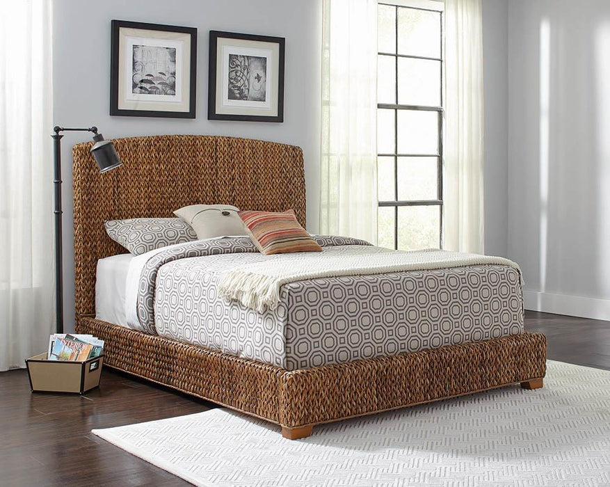 Laughton Hand-Woven Banana Leaf Eastern King Bed Amber - Home Discount Furniture - NJ-linden