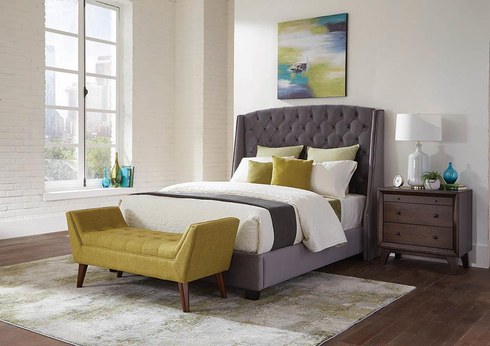 Pissarro Eastern King Tufted Upholstered Bed Grey - Home Discount Furniture - NJ-linden