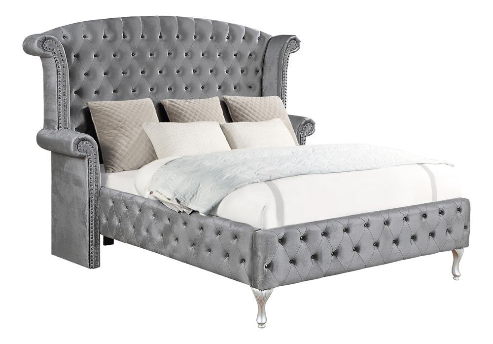 Deanna Queen Tufted Upholstered Bed Grey - Home Discount Furniture - NJ-linden