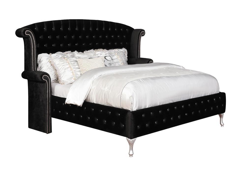 Deanna Queen Tufted Upholstered Bed Black - Home Discount Furniture - NJ-linden