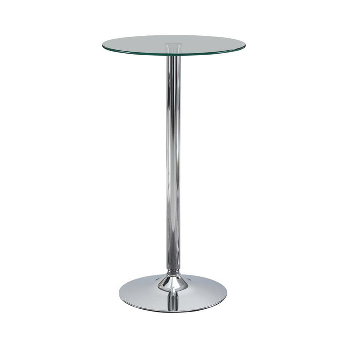 Abiline Glass Top Round Bar Table Chrome - Home Discount Furniture - NJ-linden