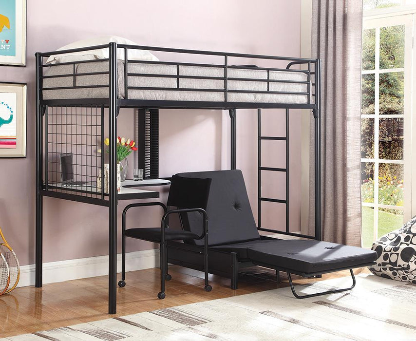 Jenner Twin Futon Workstation Loft Bed Black - Home Discount Furniture - NJ-linden