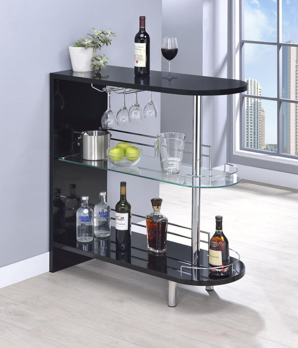 Adolfo 3-tier Bar Table Glossy Black and Clear - Home Discount Furniture - NJ-linden