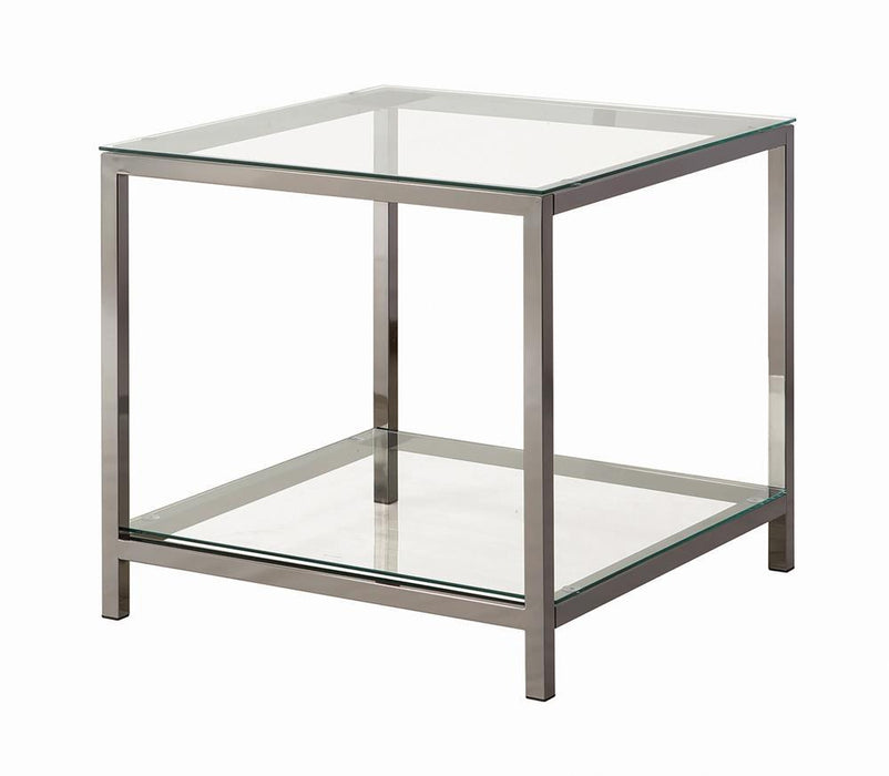 Trini End Table with Glass Shelf Black Nickel - Home Discount Furniture - NJ-linden