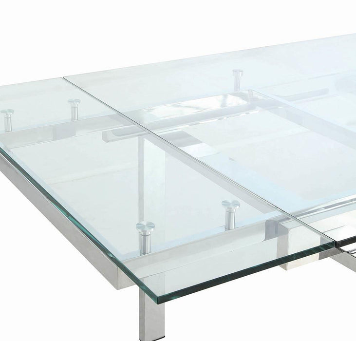 Wexford Glass Top Dining Table with Extension Leaves Chrome - Home Discount Furniture - NJ-linden