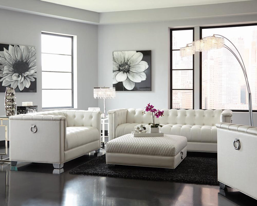 Chaviano Tufted Upholstered Loveseat Pearl White - Home Discount Furniture - NJ-linden