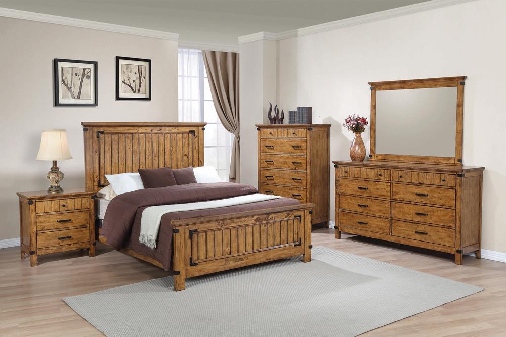 Brenner Queen Panel Bed Rustic Honey - Home Discount Furniture - NJ-linden