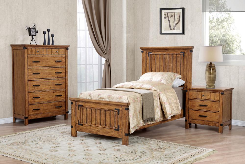 Brenner Twin Panel Bed Rustic Honey - Home Discount Furniture - NJ-linden