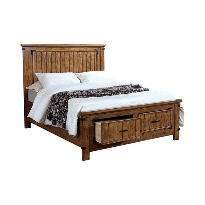 Brenner Eastern King Storage Bed Rustic Honey - Home Discount Furniture - NJ-linden