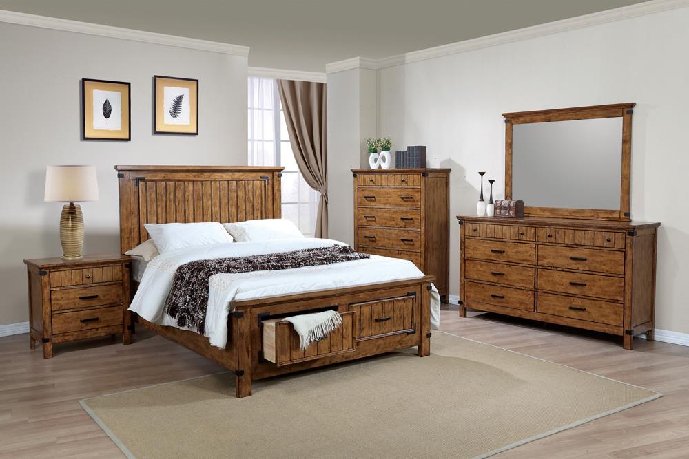 Brenner Eastern King Storage Bed Rustic Honey - Home Discount Furniture - NJ-linden