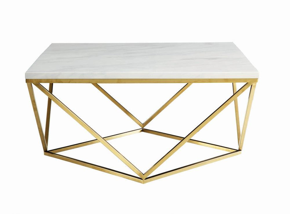 Meryl Square Coffee Table White and Gold - Home Discount Furniture - NJ-linden