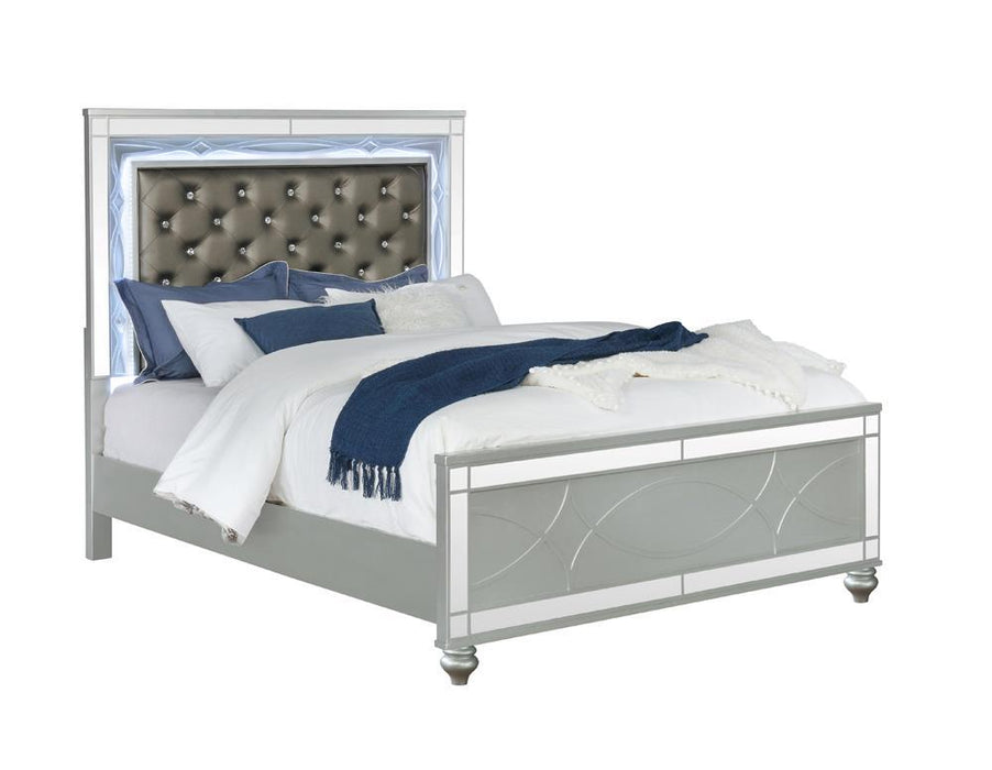 Gunnison Eastern King Panel Bed with LED Lighting Silver Metallic - Home Discount Furniture - NJ-linden