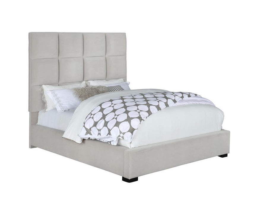 Panes Queen Tufted Upholstered Panel Bed Beige - Home Discount Furniture - NJ-linden