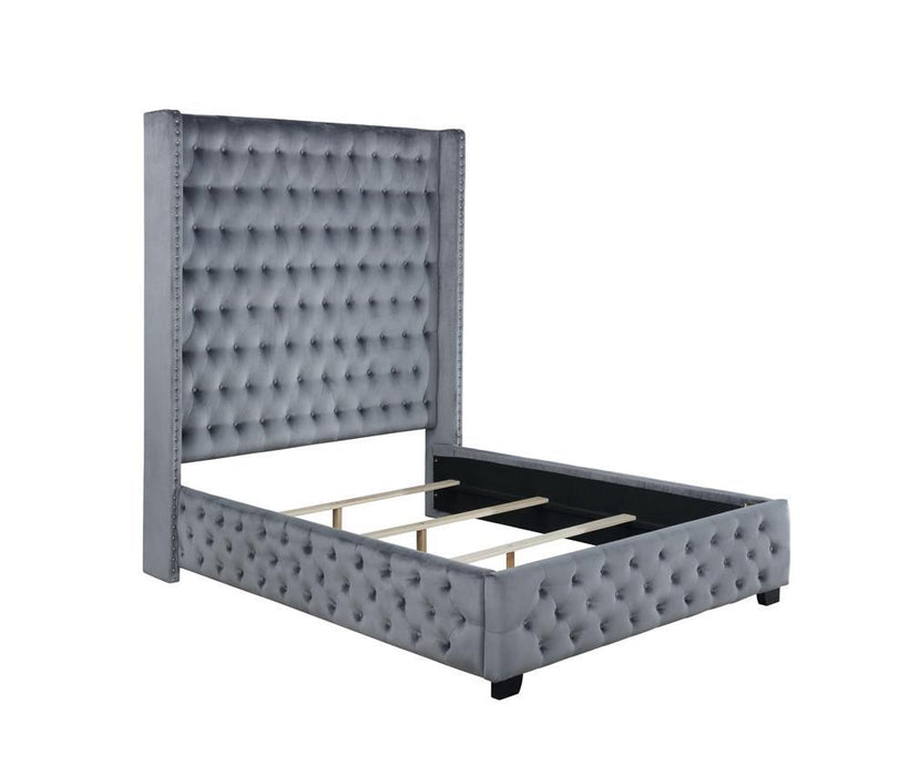 Rocori Queen Wingback Tufted Bed Grey - Home Discount Furniture - NJ-linden