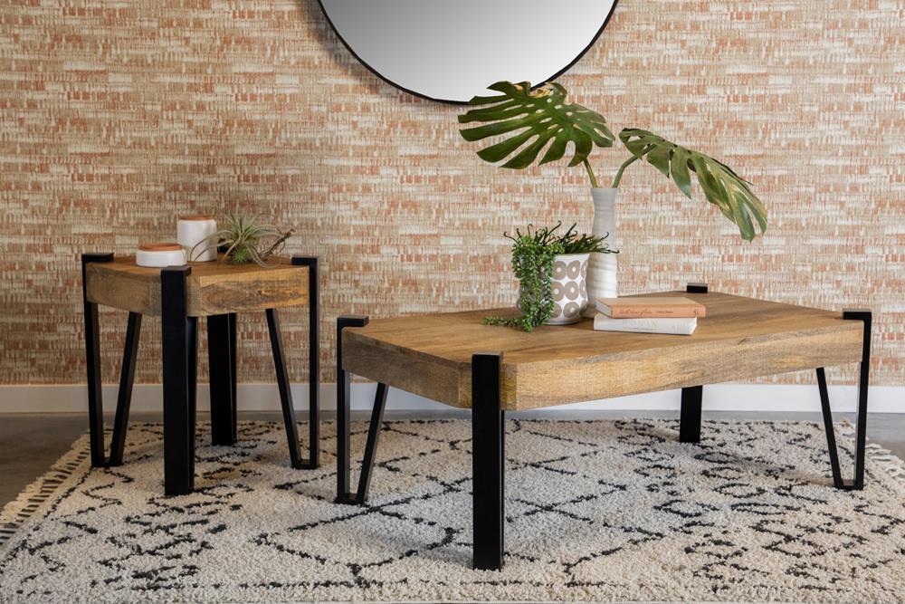 Winston Wooden Square Top End Table Natural and Matte Black - Home Discount Furniture - NJ-linden