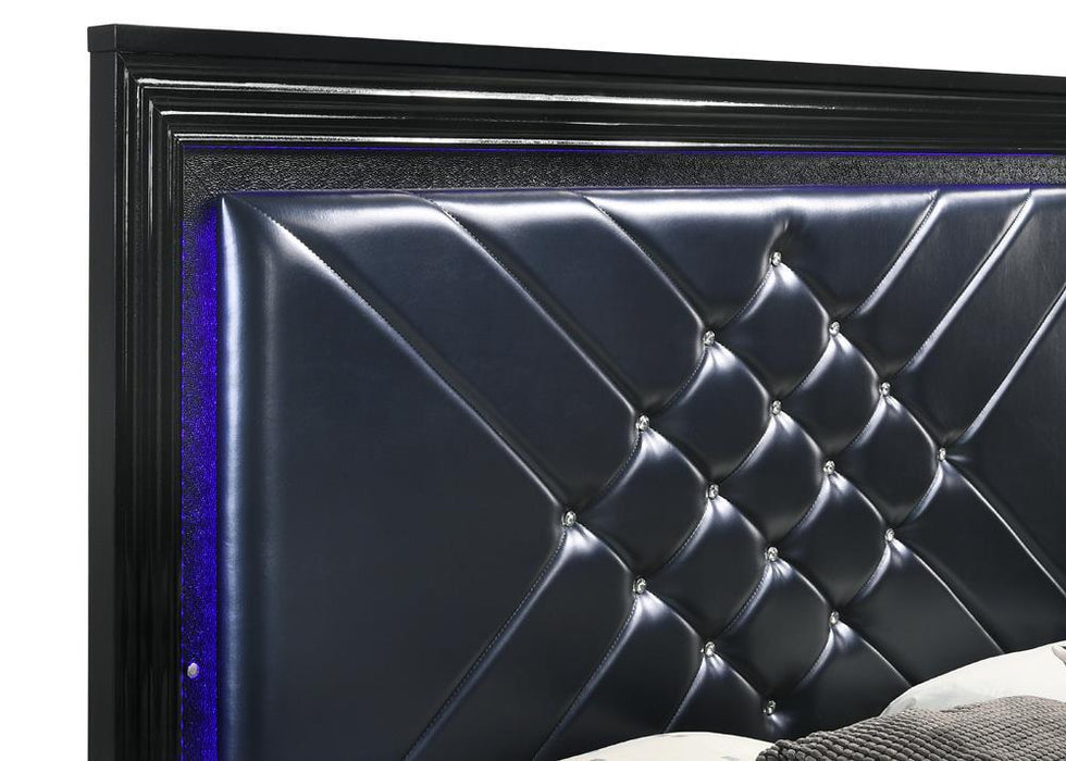 Penelope Queen Bed with LED Lighting Black and Midnight Star - Home Discount Furniture - NJ-linden