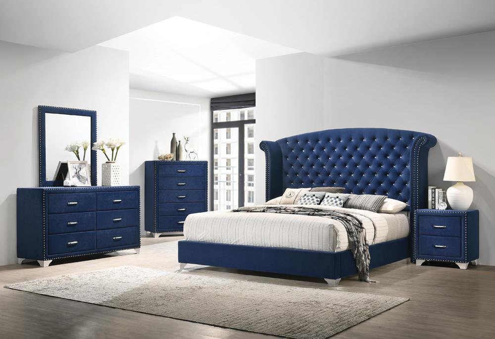 Melody Queen Wingback Upholstered Bed Pacific Blue - Home Discount Furniture - NJ-linden