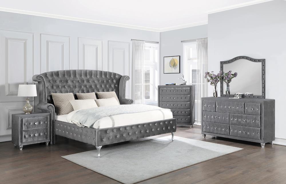 Deanna Queen Tufted Upholstered Bed Grey - Home Discount Furniture - NJ-linden