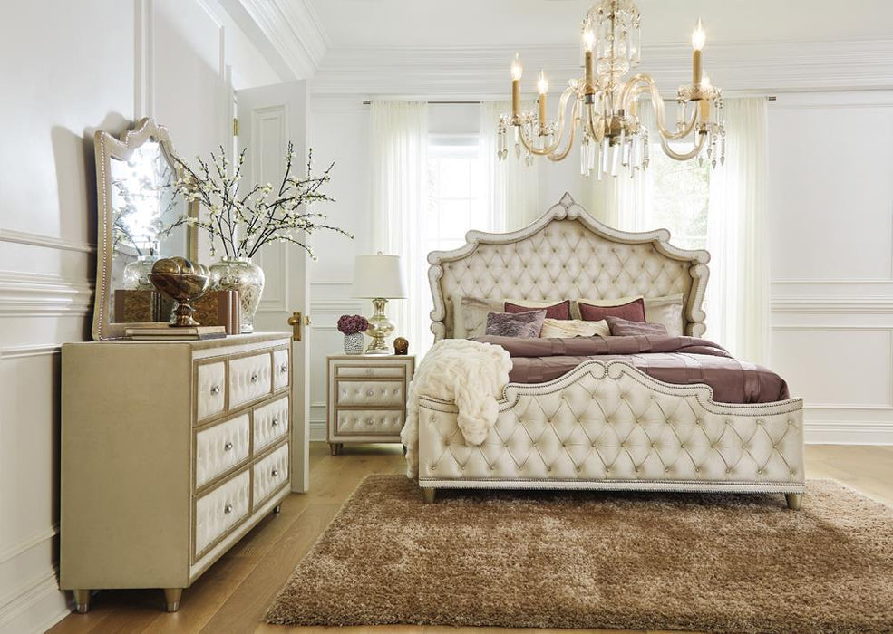 Antonella Upholstered Tufted California King Bed Ivory and Camel - Home Discount Furniture - NJ-linden