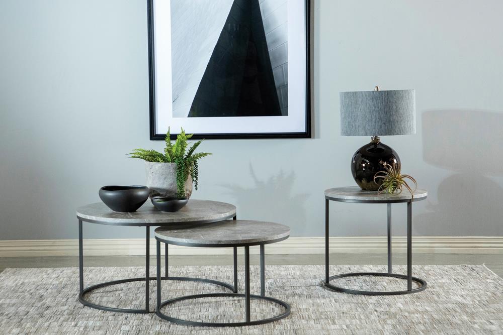 Lainey Round 2-piece Nesting Coffee Table Grey and Gunmetal - Home Discount Furniture - NJ-linden