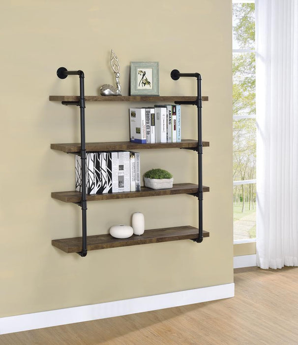 Elmcrest 40-inch Wall Shelf Black and Grey Driftwood - Home Discount Furniture - NJ-linden