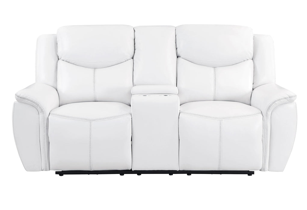 U5987 BLANCHE WHITE POWER CONSOLE RECLINING LOVESEAT image