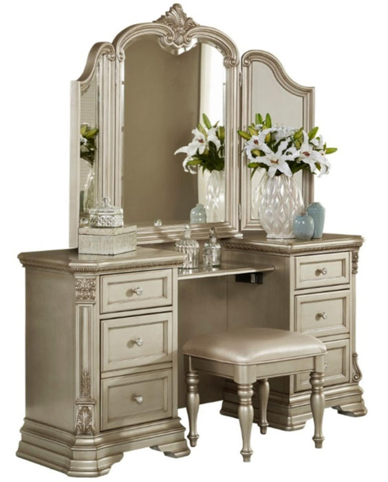 Homelegance Antoinetta Vanity Stool in Champagne Wood 1919NC-14 - Home Discount Furniture - NJ-linden