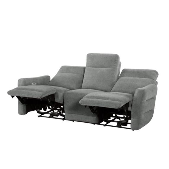 Homelegance Furniture Edition Power Double Lay Flat Reclining Sofa in Dove Grey 9804DV-3PWH - Home Discount Furniture - NJ-linden