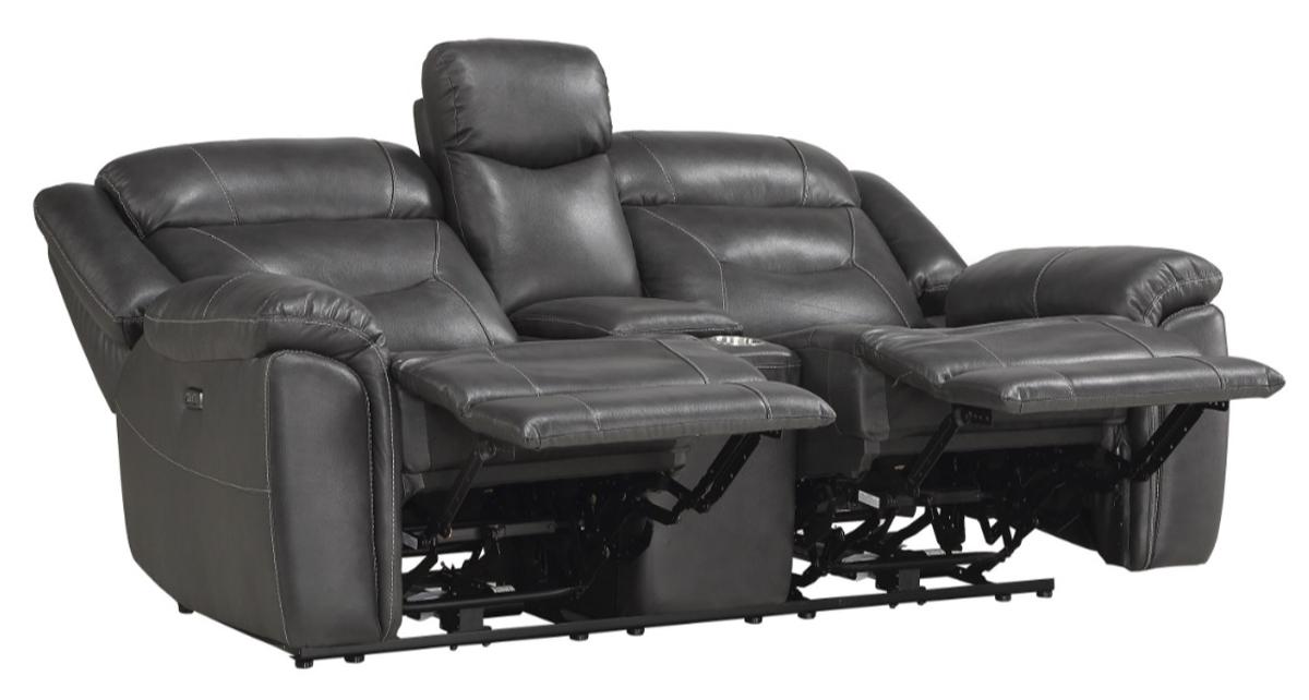 Homelegance Furniture Danio Power Double Reclining Loveseat with Power Headrests in Dark Gray 9528DGY-2PWH - Home Discount Furniture - NJ-linden