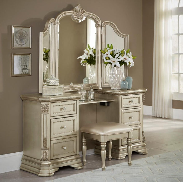 Homelegance Antoinetta Vanity Stool in Champagne Wood 1919NC-14 - Home Discount Furniture - NJ-linden