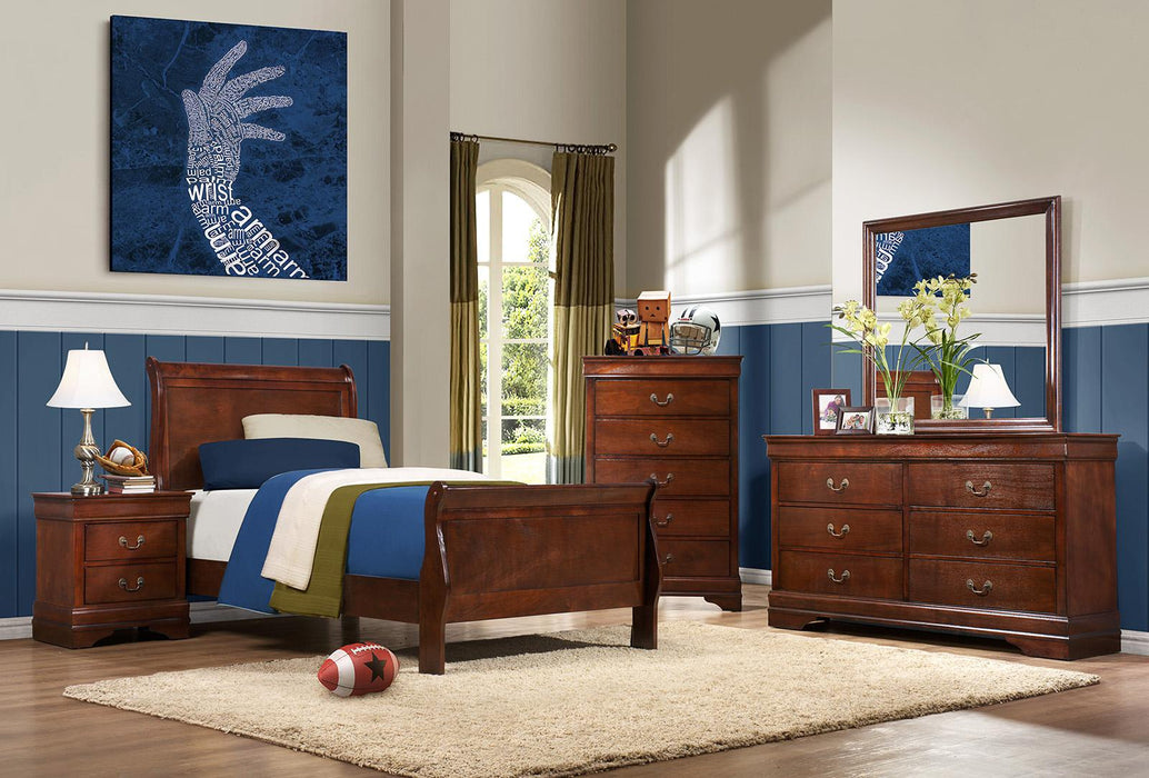 Homelegance Mayville Twin Sleigh in Brown Cherry 2147T-1 - Home Discount Furniture - NJ-linden