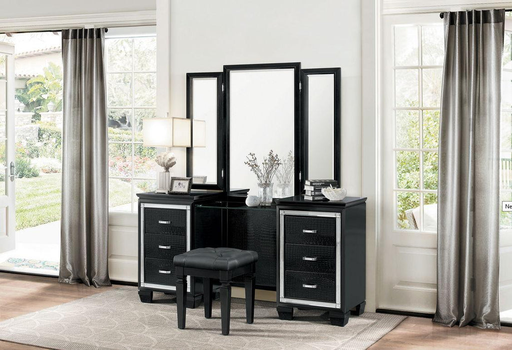 Homelegance Allura Vanity Stool in Black 1916BK-14 - Home Discount Furniture - NJ-linden