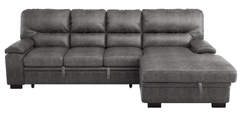 Homelegance Furniture Michigan Sectional with Pull Out Bed and Right Chaise in Dark Gray 9407DG*2RC3L - Home Discount Furniture - NJ-linden