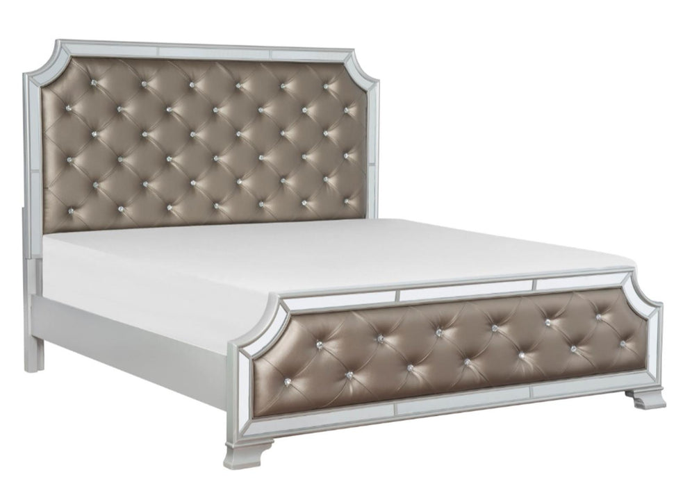 Homelegance Avondale Queen Upholstered Panel Bed in Silver 1646-1* - Home Discount Furniture - NJ-linden