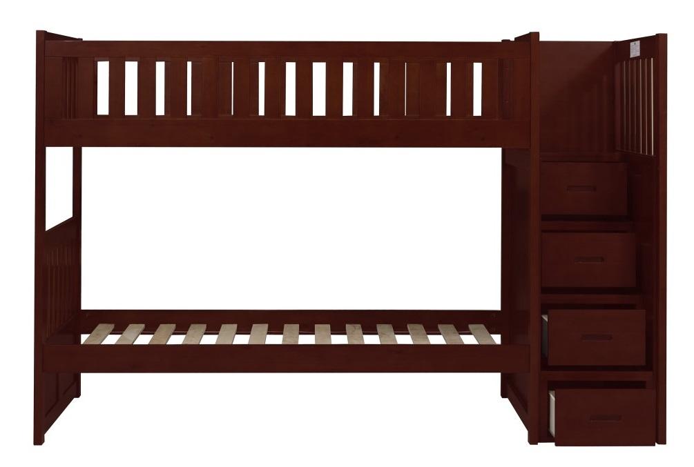 Homelegance Rowe Bunk Bed w/ Reversible Step Storage in Dark Cherry B2013SBDC-1* - Home Discount Furniture - NJ-linden